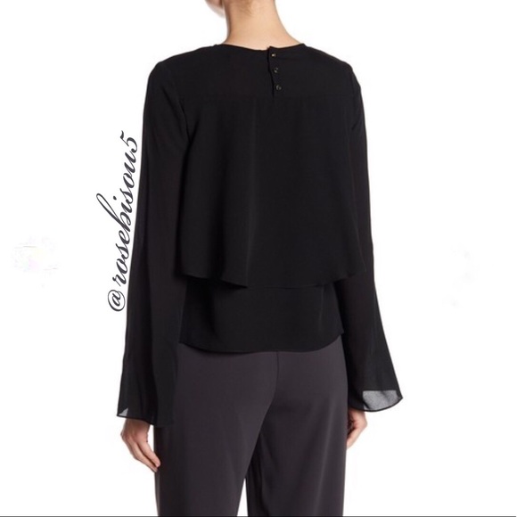 {BADGLEY MISCHKA} Silk Flounce Overlay Blouse - Picture 5 of 8